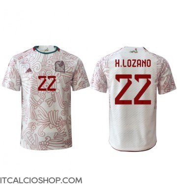 Messico Hirving Lozano #22 Seconda Maglia Mondiali 2022 Manica Corta